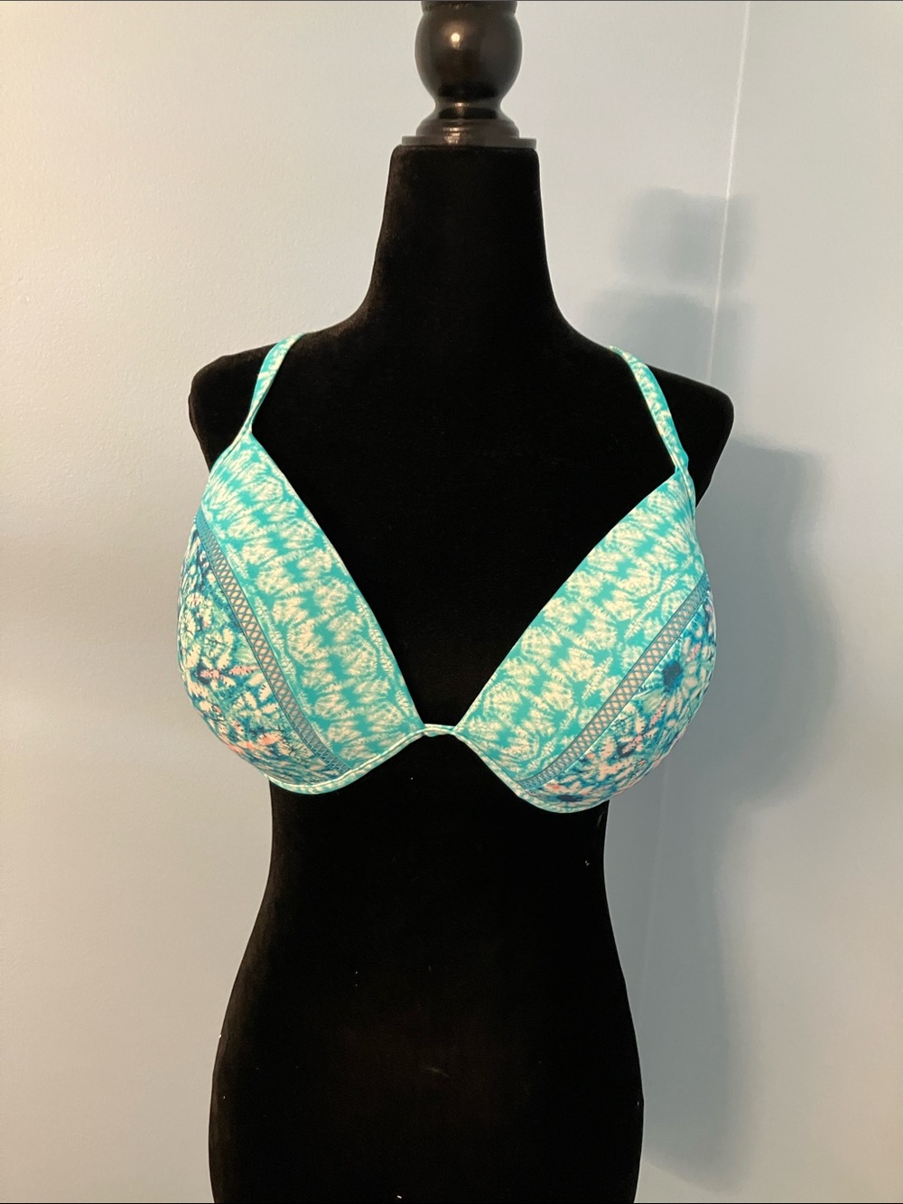 Shade & Shore Teal Patterned Push-Up Bikini Top